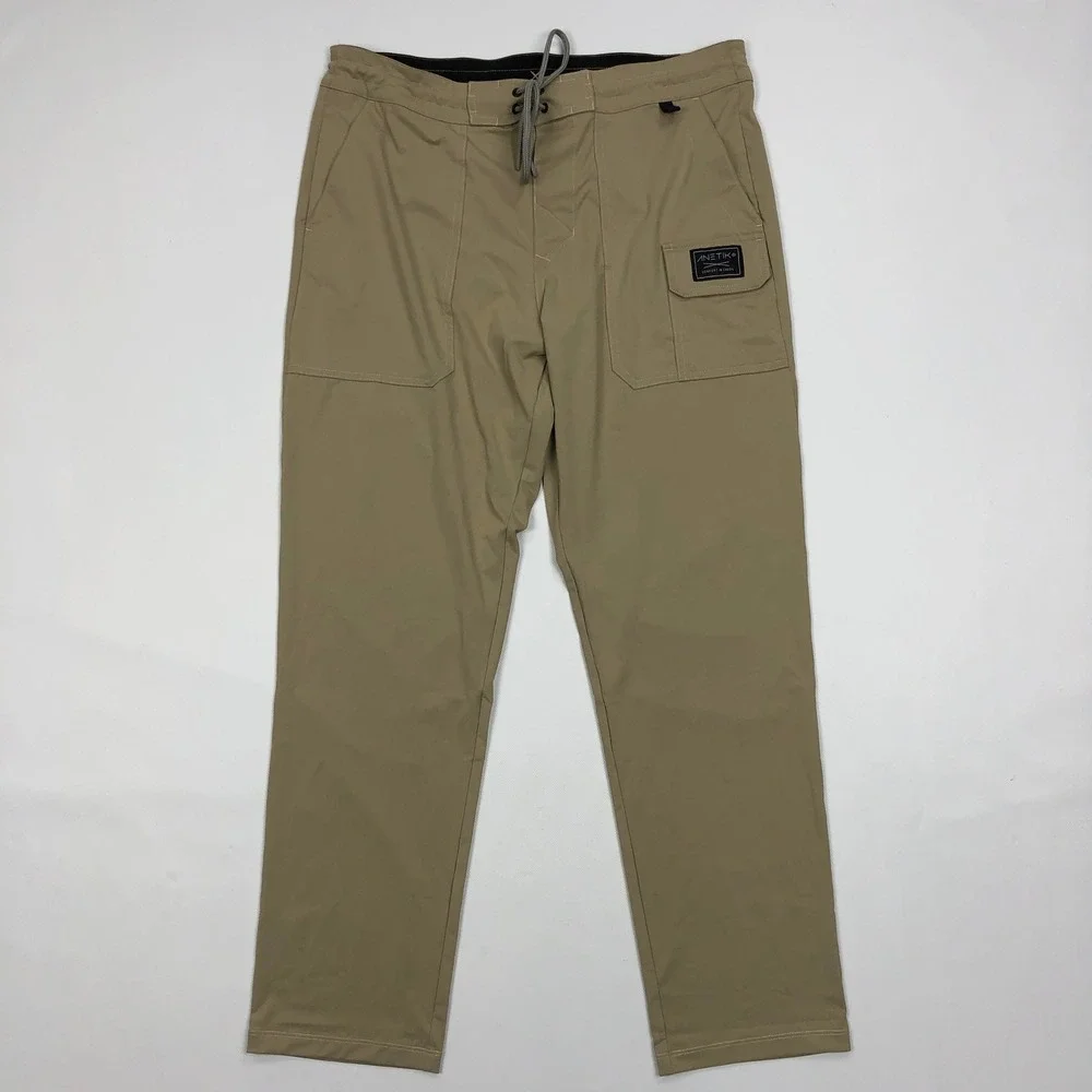 Anetik Mens Roam Tech Utility Pants 32-S Tan Khaki Stretch